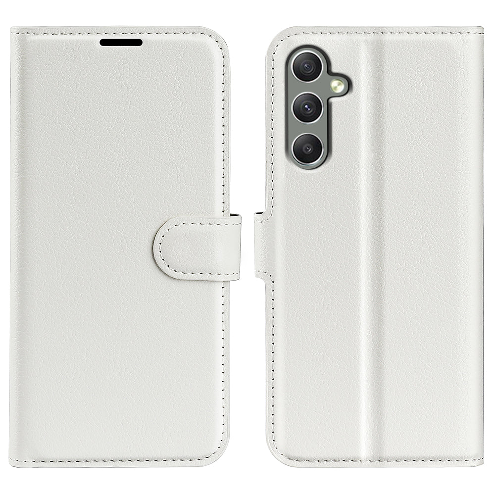 Til Samsung Galaxy A24 4G PU læder pung Shell Litchi Texture Telefon Case Flip Stand Cover