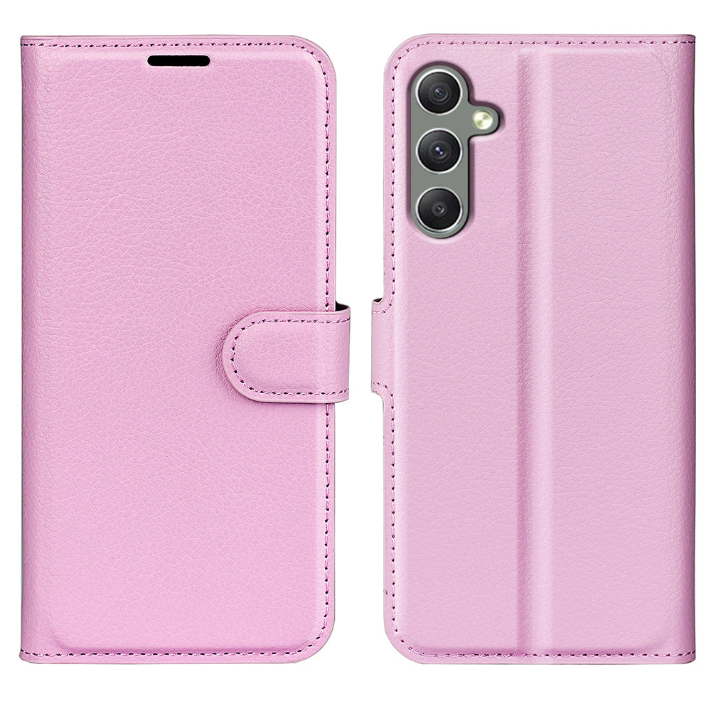 Til Samsung Galaxy A24 4G PU læder pung Shell Litchi Texture Telefon Case Flip Stand Cover