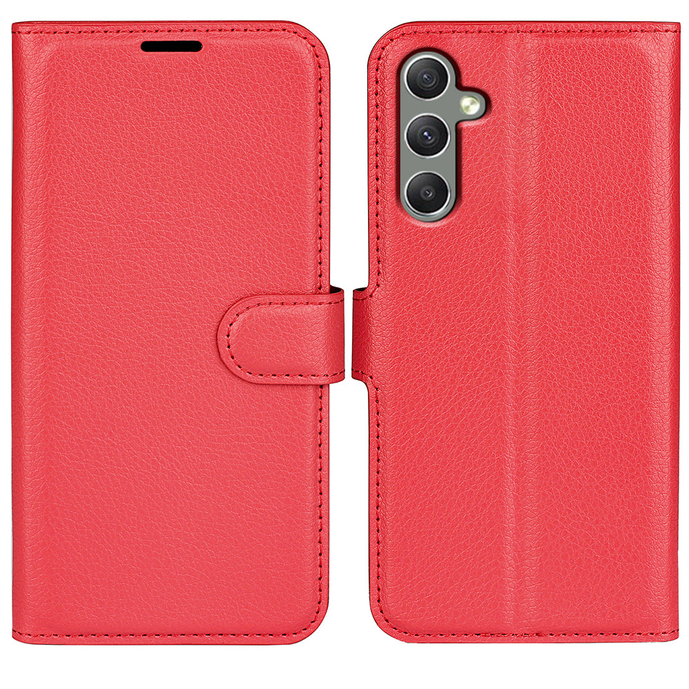 Til Samsung Galaxy A24 4G PU læder pung Shell Litchi Texture Telefon Case Flip Stand Cover