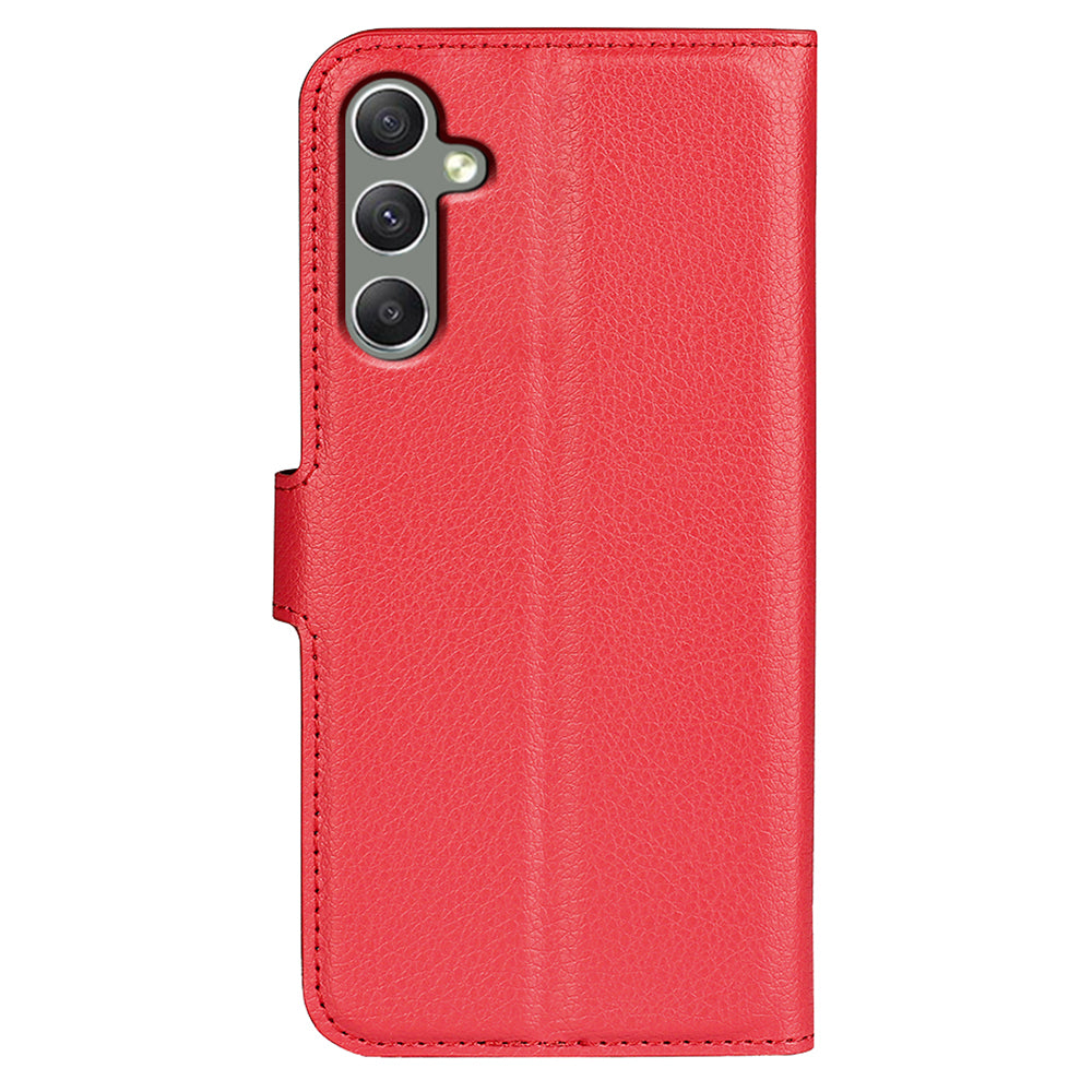 Til Samsung Galaxy A24 4G PU læder pung Shell Litchi Texture Telefon Case Flip Stand Cover