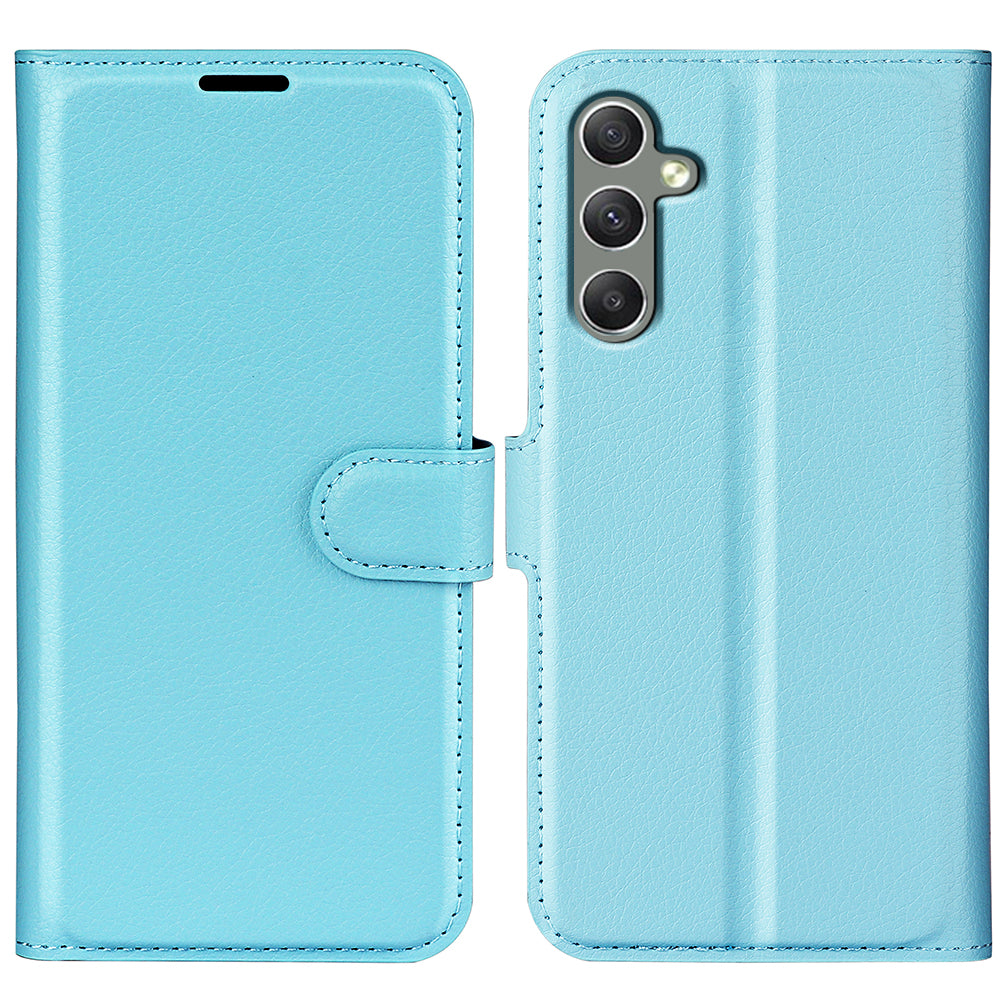Til Samsung Galaxy A24 4G PU læder pung Shell Litchi Texture Telefon Case Flip Stand Cover