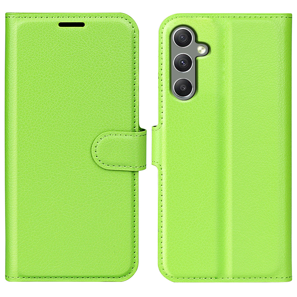 Til Samsung Galaxy A24 4G PU læder pung Shell Litchi Texture Telefon Case Flip Stand Cover