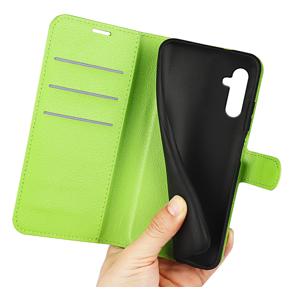 Til Samsung Galaxy A24 4G PU læder pung Shell Litchi Texture Telefon Case Flip Stand Cover