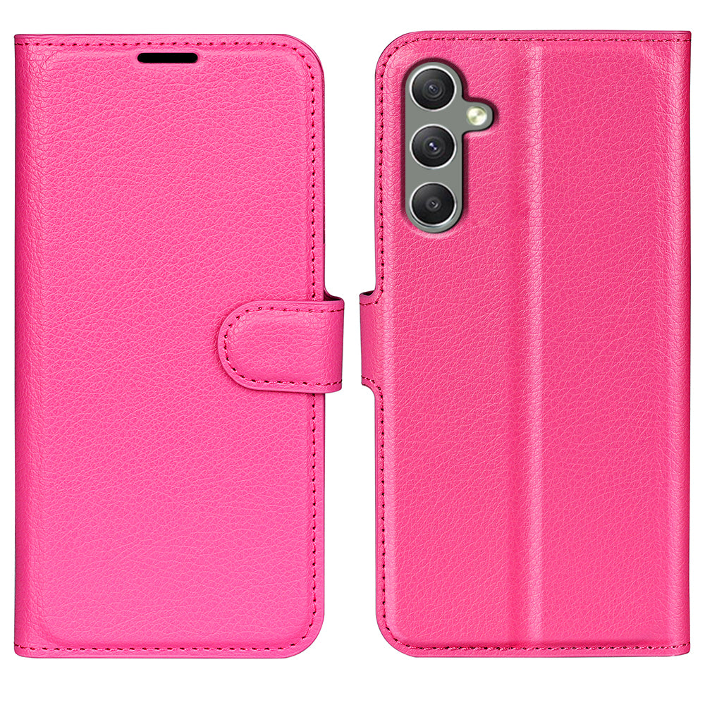 Til Samsung Galaxy A24 4G PU læder pung Shell Litchi Texture Telefon Case Flip Stand Cover