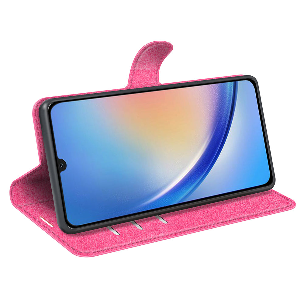 Til Samsung Galaxy A24 4G PU læder pung Shell Litchi Texture Telefon Case Flip Stand Cover