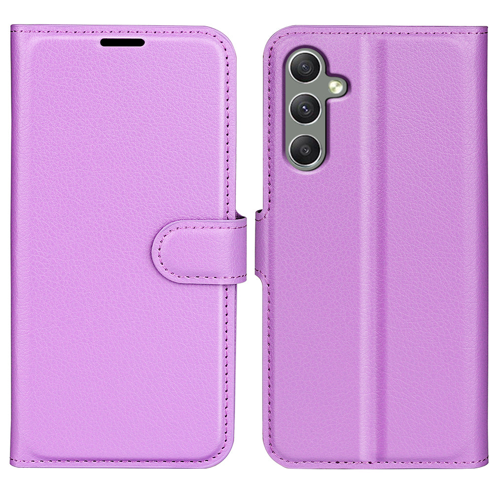 Til Samsung Galaxy A24 4G PU læder pung Shell Litchi Texture Telefon Case Flip Stand Cover