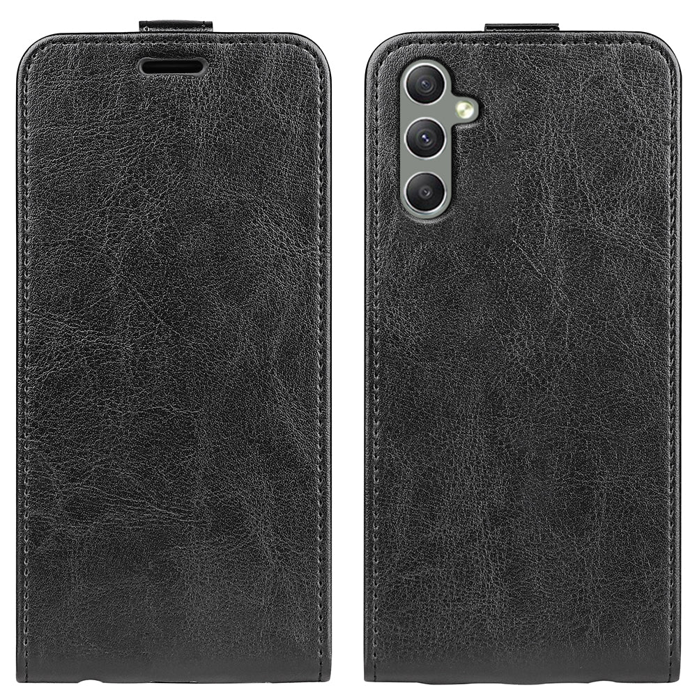 For Samsung Galaxy A24 4G Vertical Flip Card Holder Phone Case Crazy Horse Texture PU Leather Cover