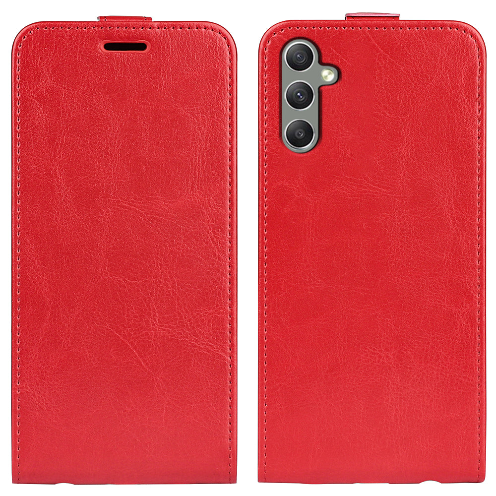 For Samsung Galaxy A24 4G Vertical Flip Card Holder Phone Case Crazy Horse Texture PU Leather Cover