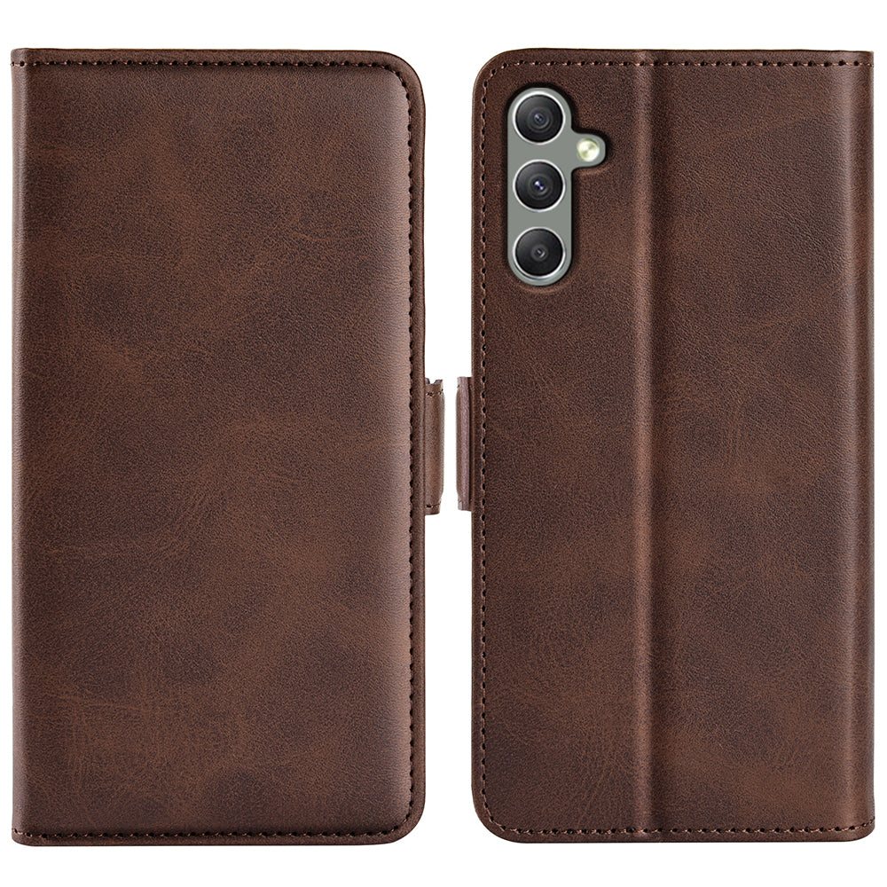 Til Samsung Galaxy A24 4G PU Læder Pung Telefon Case Calf Texture Anti-drop Stand Cover