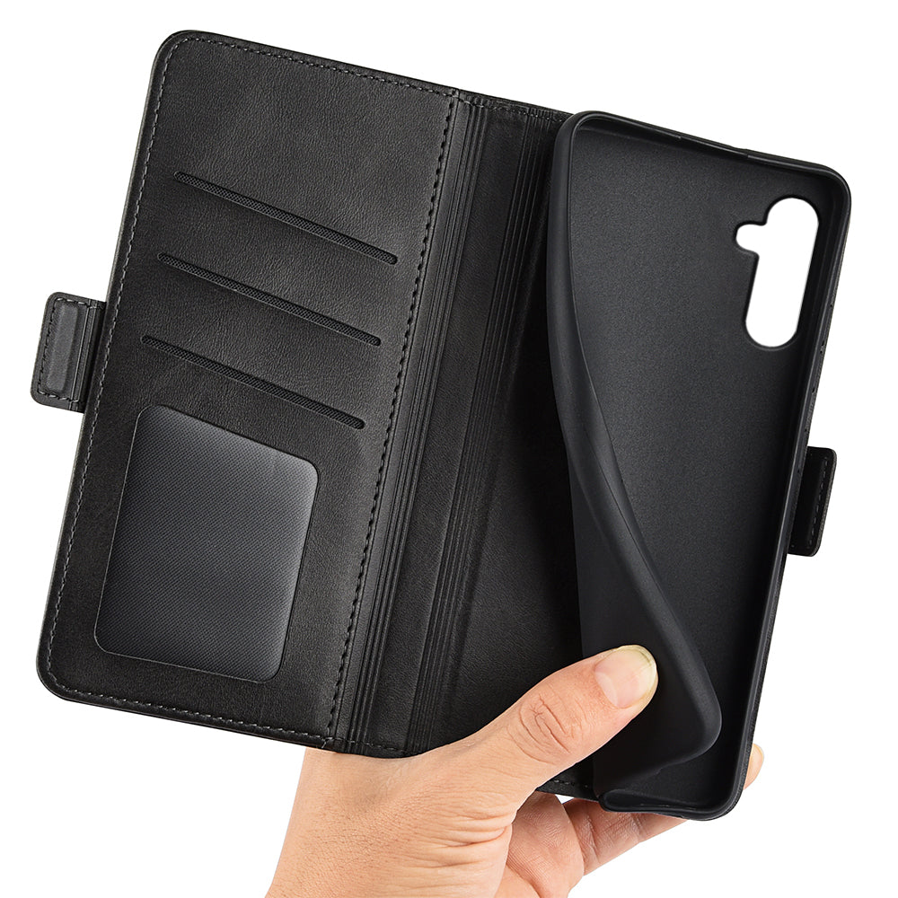 Til Samsung Galaxy A24 4G PU Læder Pung Telefon Case Calf Texture Anti-drop Stand Cover