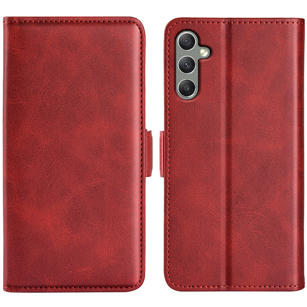 Til Samsung Galaxy A24 4G PU Læder Pung Telefon Case Calf Texture Anti-drop Stand Cover