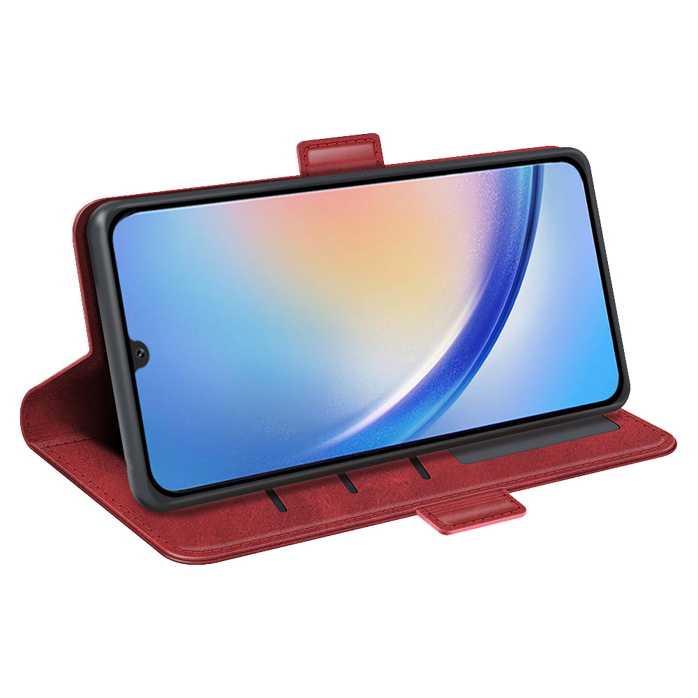 Til Samsung Galaxy A24 4G PU Læder Pung Telefon Case Calf Texture Anti-drop Stand Cover