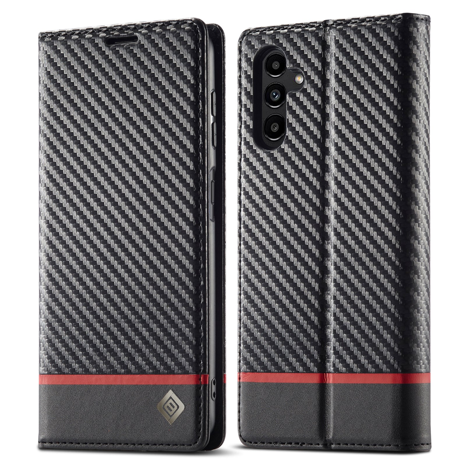 LC.IMEEKE For Samsung Galaxy A24 4G Wallet Stand Phone Case Carbon Fiber Texture PU Leather Cover