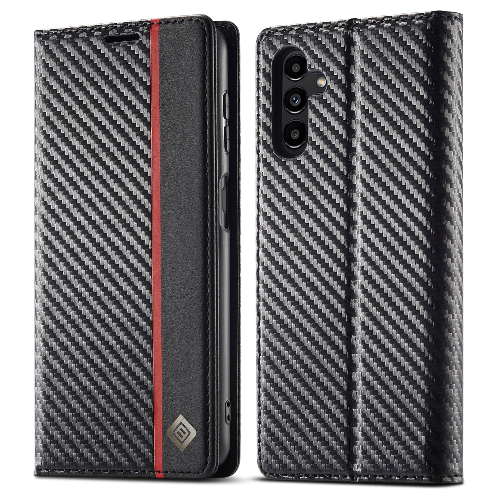 LC.IMEEKE For Samsung Galaxy A24 4G Wallet Stand Phone Case Carbon Fiber Texture PU Leather Cover