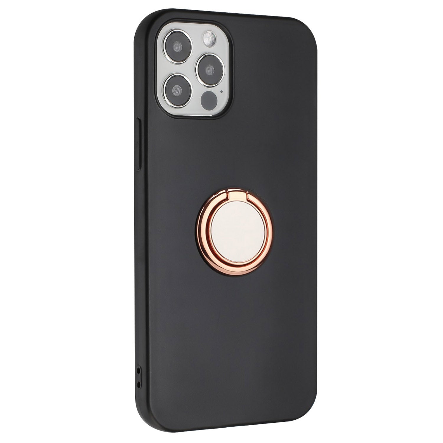 For iPhone 12 Pro Max 6.7 inch Matte Shell TPU Cover Mobile Phone Case with Ring Holder Kickstand