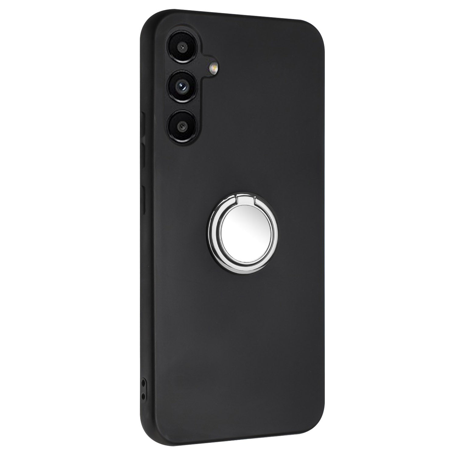 Protective Shell for Samsung Galaxy A34 5G Mirror-like Ring Kickstand Case Matte TPU Phone Cover