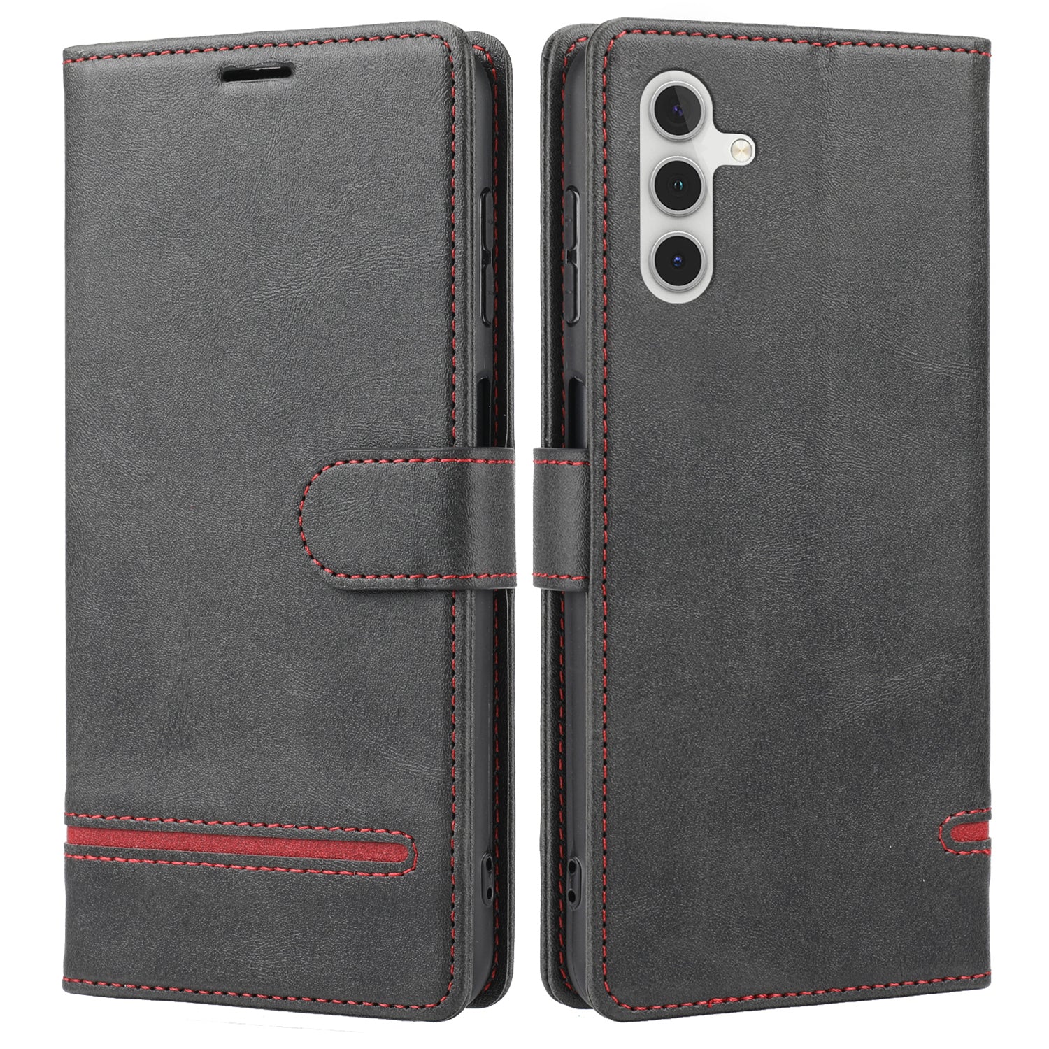 Til Samsung Galaxy A24 4G stødsikker telefoncover Horisontal Line Læder Taske Stand Wallet Cover