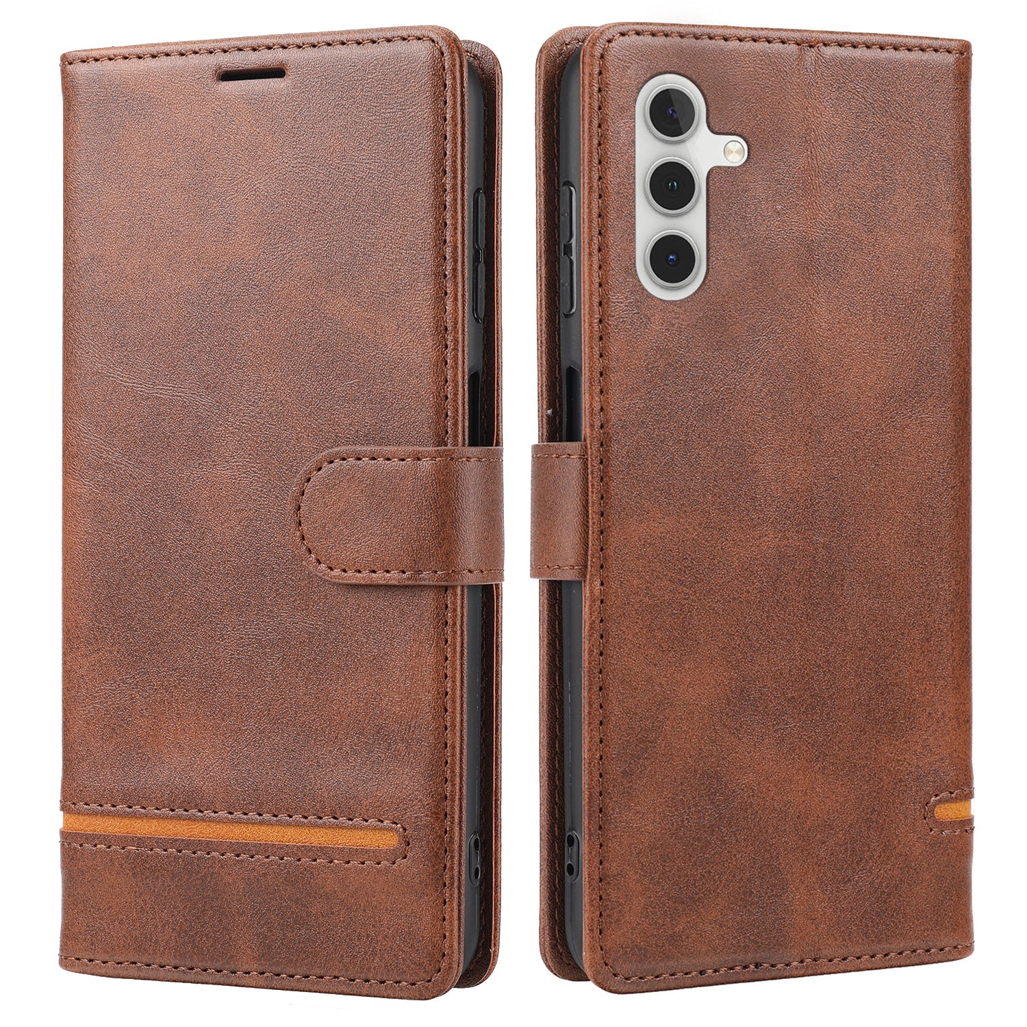Til Samsung Galaxy A24 4G stødsikker telefoncover Horisontal Line Læder Taske Stand Wallet Cover