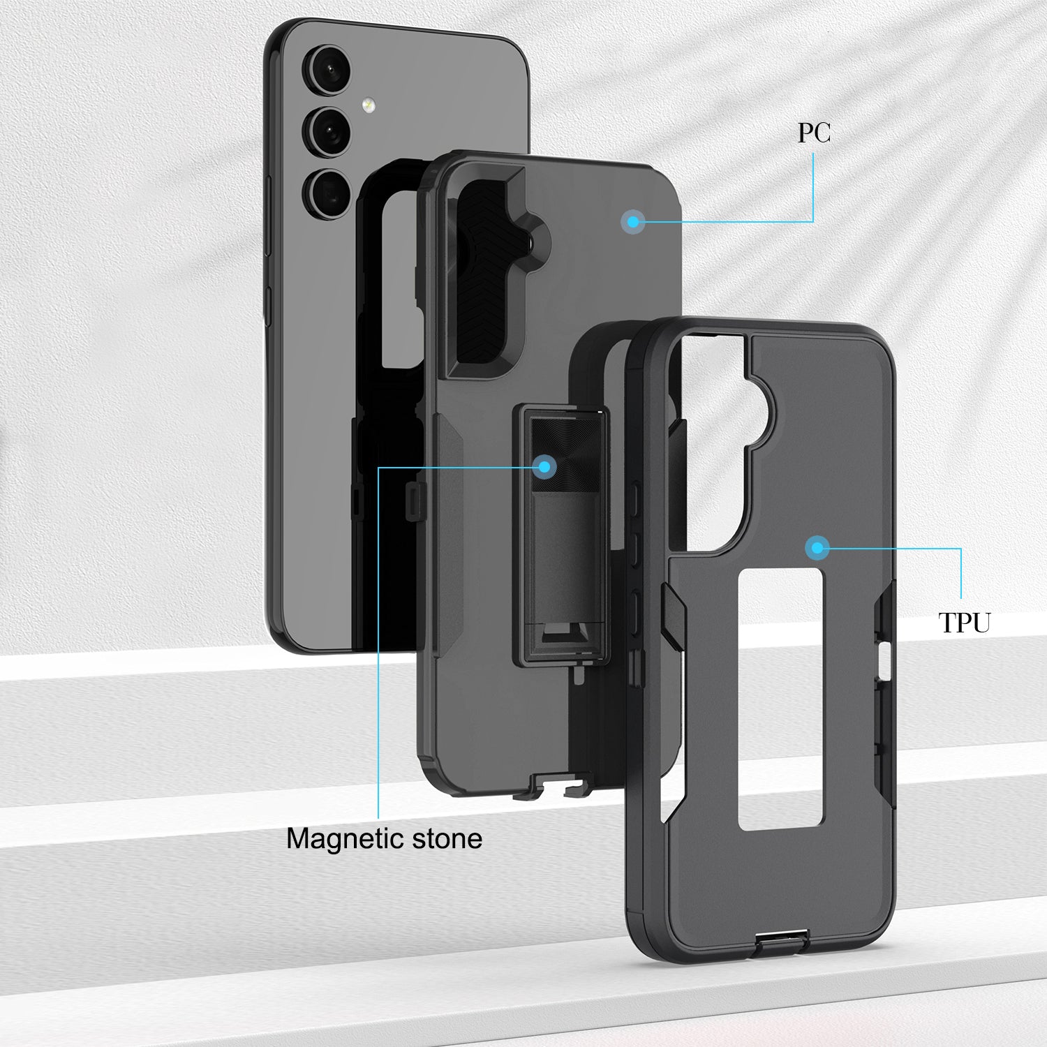 For Samsung Galaxy A54 5G Kickstand PC TPU Phone Case Magnetic Car Mount Phone Cover