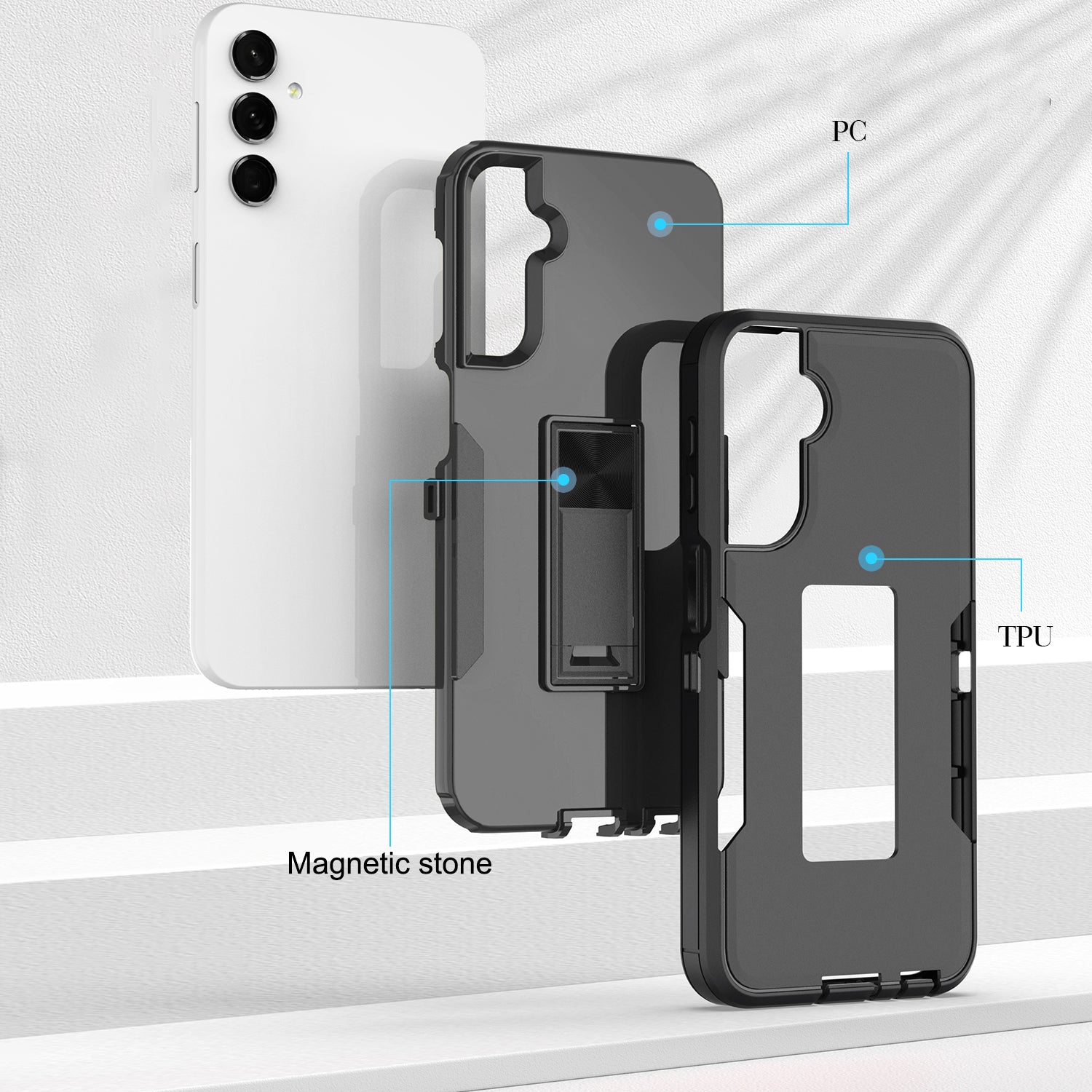 For Samsung Galaxy A24 4G Kickstand Phone Case PC TPU Drop-proof Phone Cover