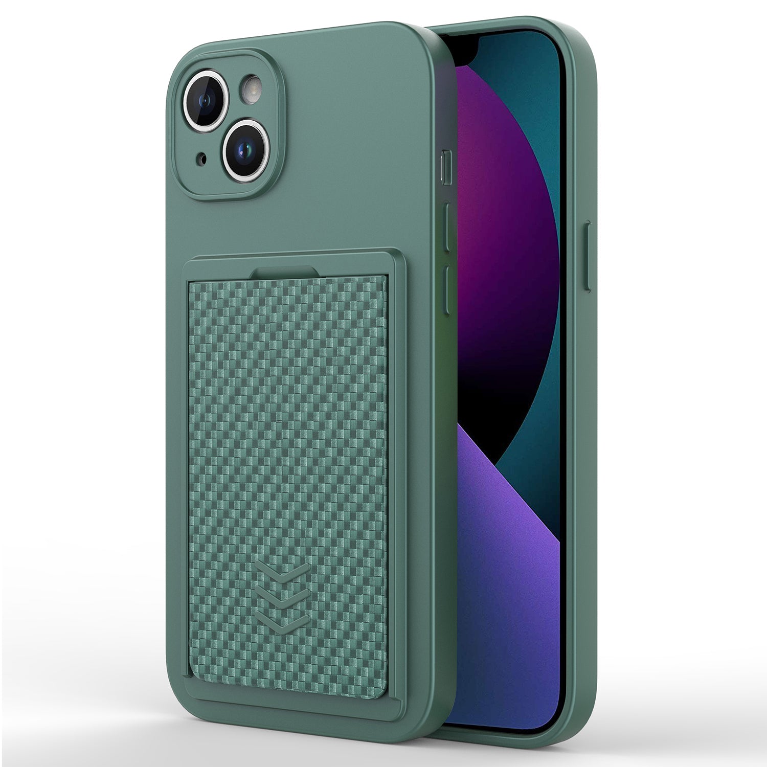 For iPhone 13 TPU Phone Case Protective Phone Cover with PC Slide Card Holder