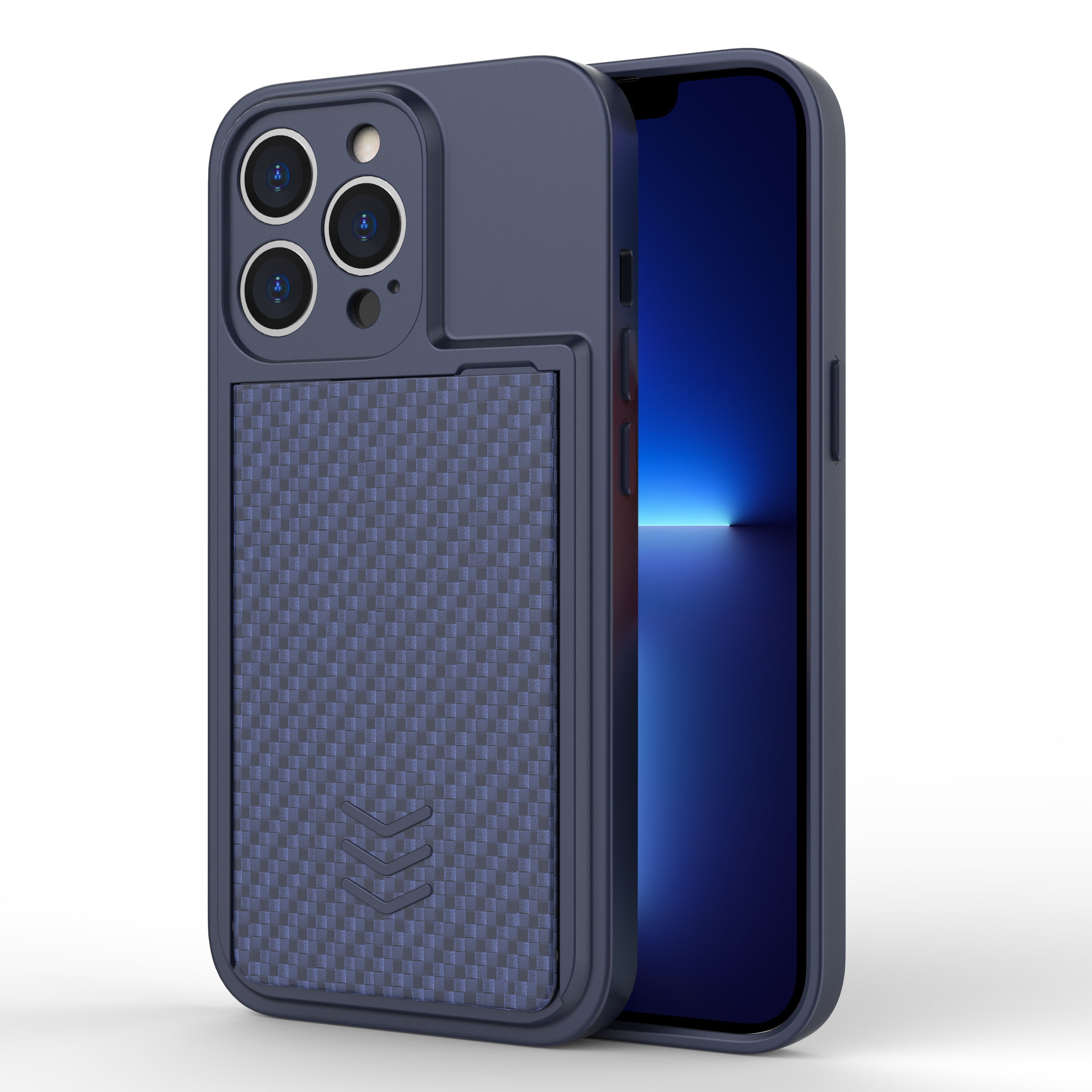 For iPhone 13 Pro PC Slide Card Holder Phone Case Protective TPU Cover