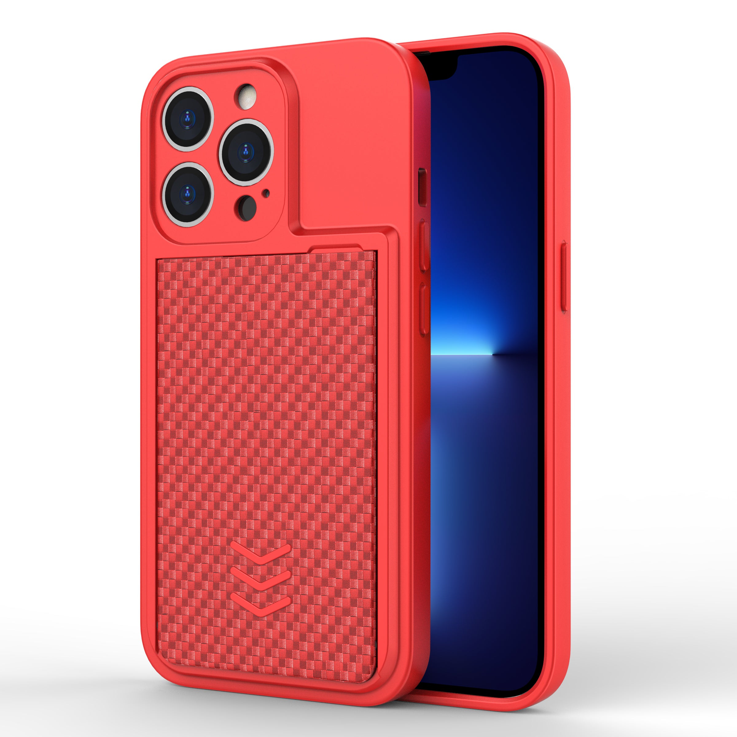 For iPhone 13 Pro PC Slide Card Holder Phone Case Protective TPU Cover