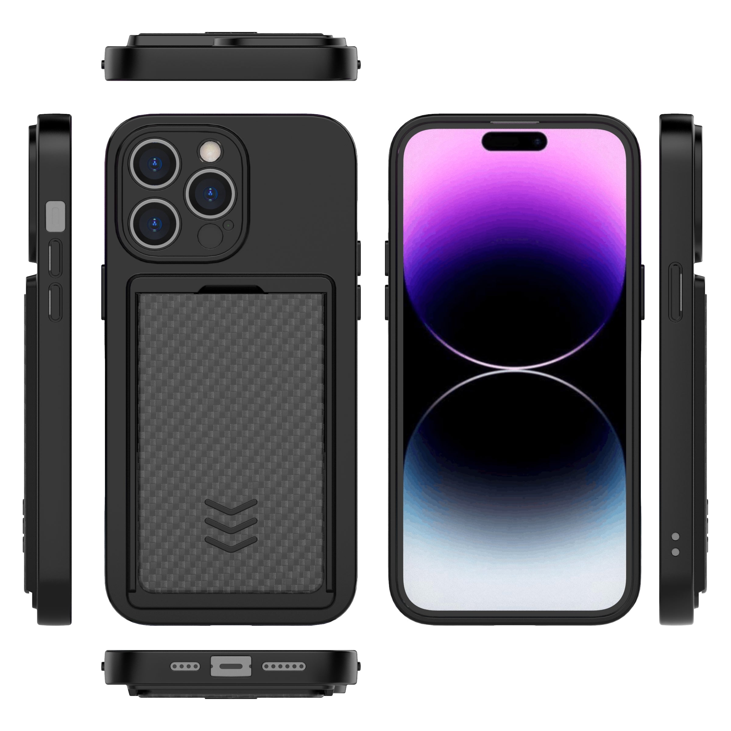 PC Slide Card Holder Phone Case for iPhone 14 Pro Max Anti-drop TPU Cover