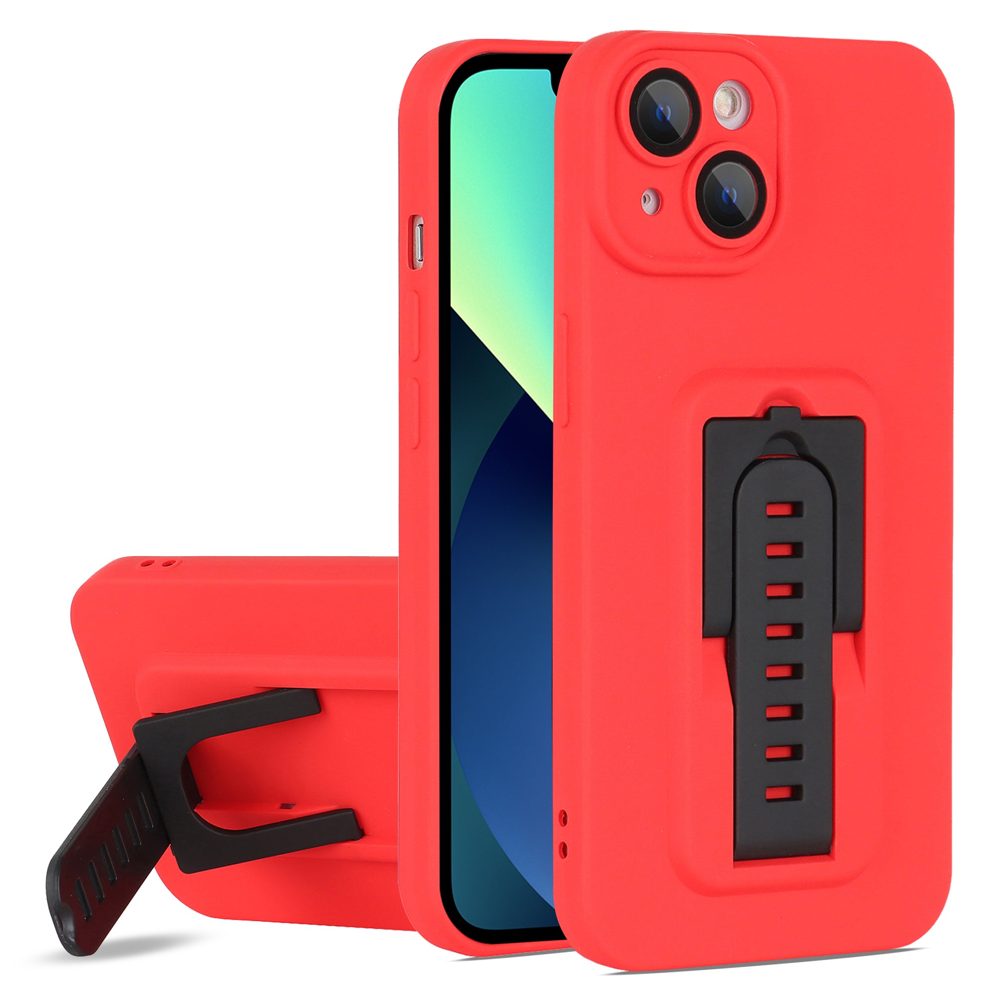 Protective Cover for iPhone 13 6.1 inch Adjustable Kickstand Phone Case with Camera Lens Film