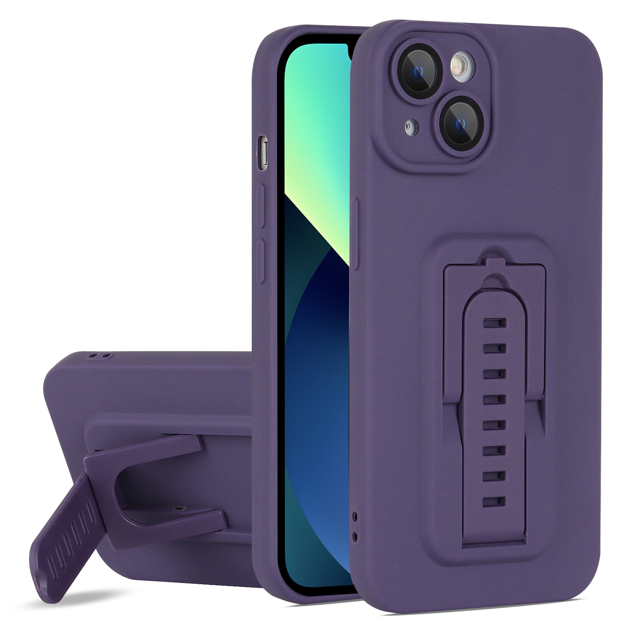 Protective Cover for iPhone 13 6.1 inch Adjustable Kickstand Phone Case with Camera Lens Film