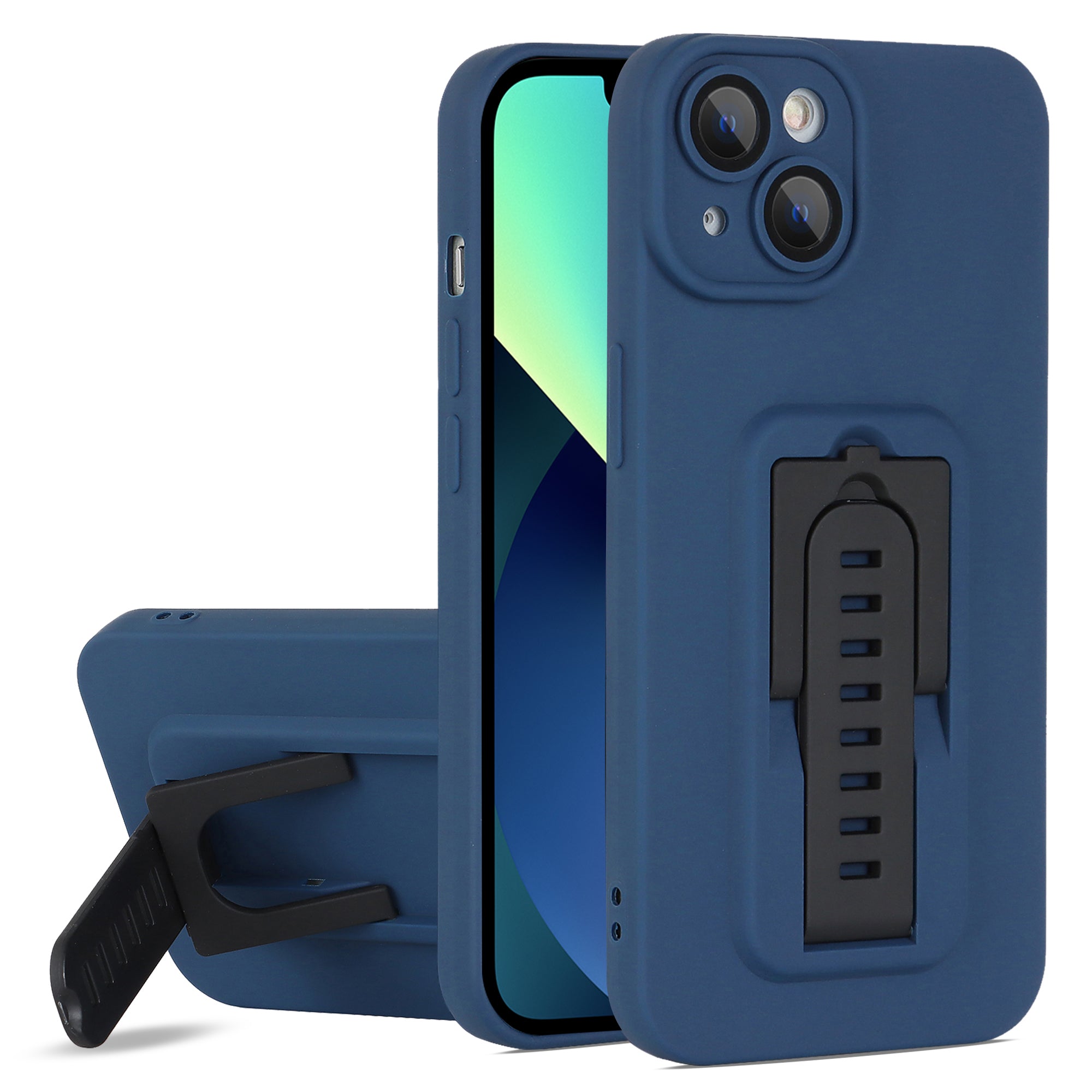 Protective Cover for iPhone 13 6.1 inch Adjustable Kickstand Phone Case with Camera Lens Film