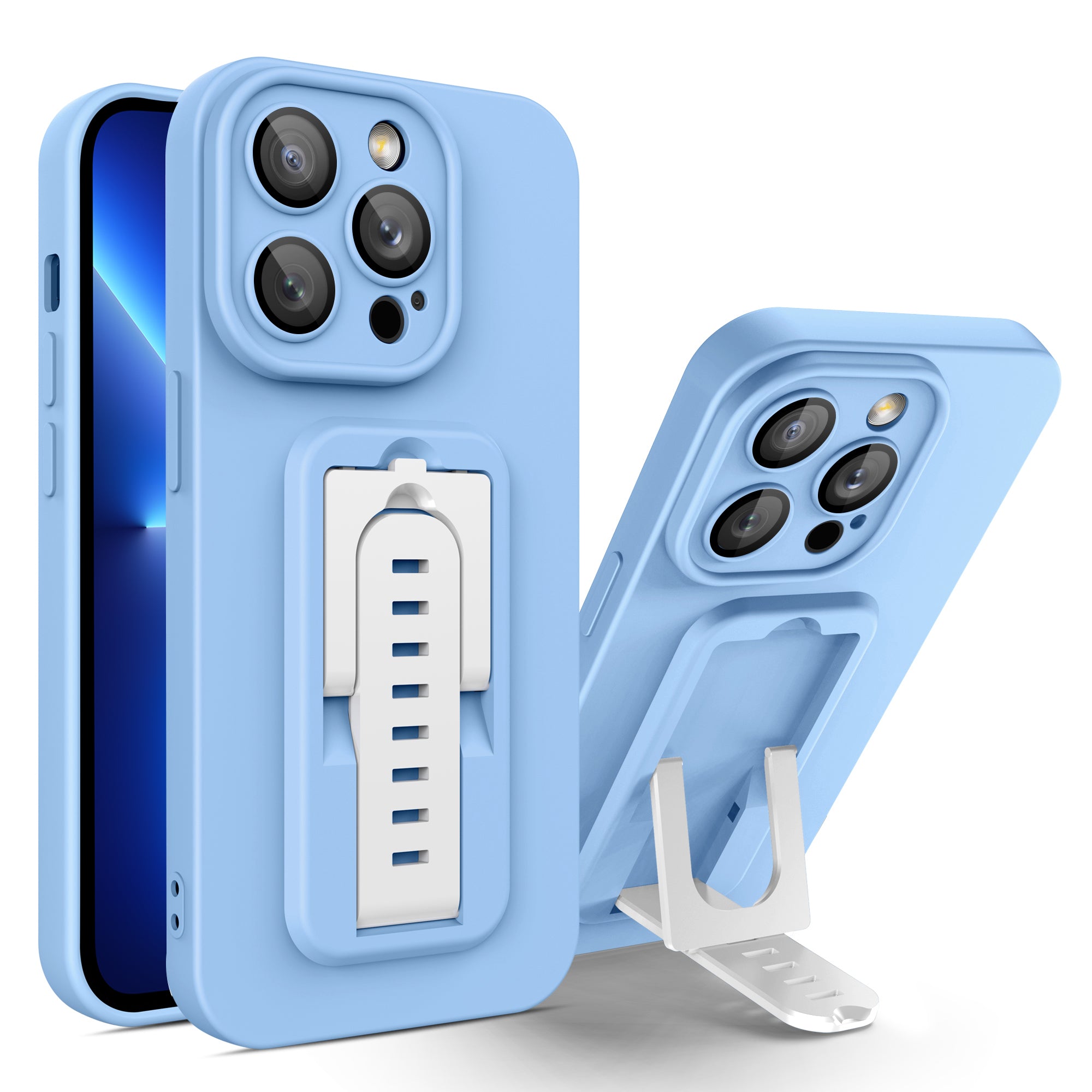 Phone Case for iPhone 13 Pro 6.1 inch Adjustable Kickstand Protective Cover with Camera Lens Film