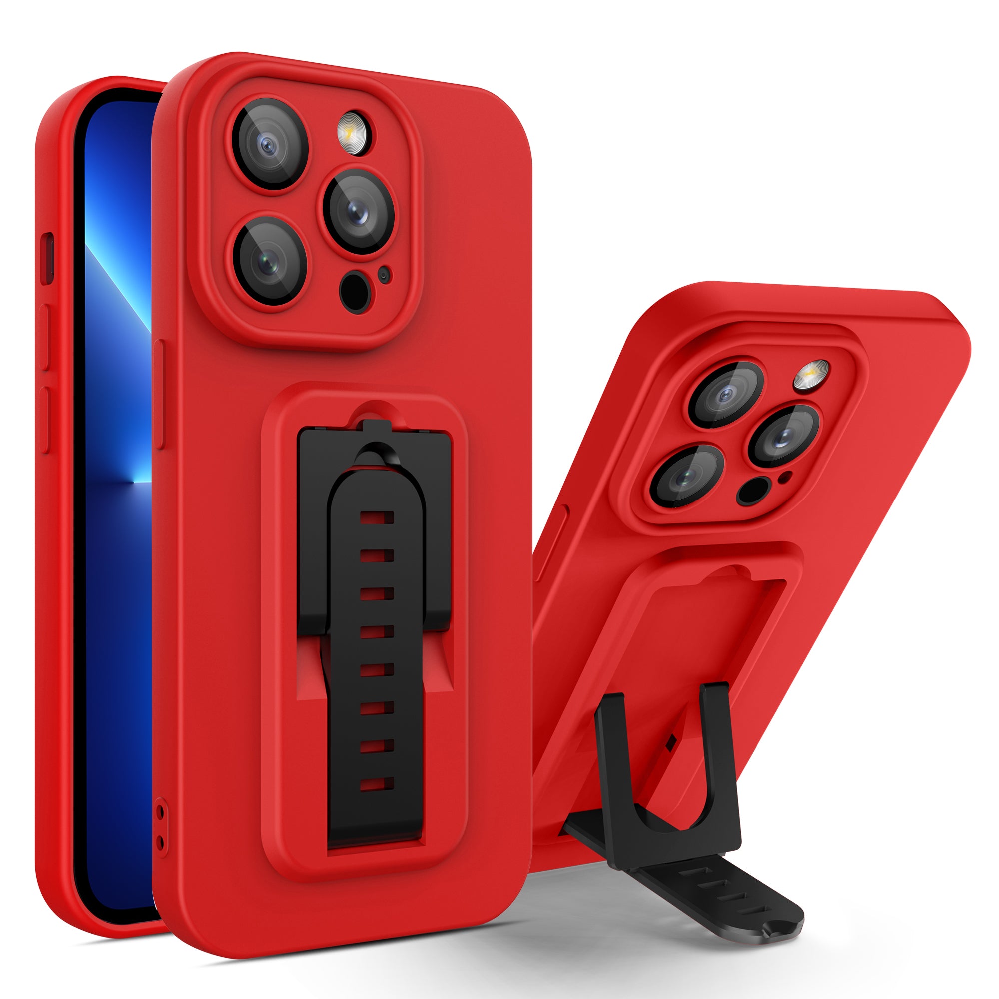 Phone Case for iPhone 13 Pro 6.1 inch Adjustable Kickstand Protective Cover with Camera Lens Film