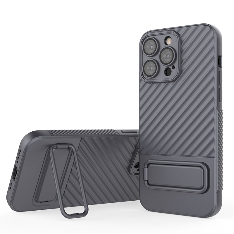 For iPhone 13 Pro 6.1 inch Soft TPU Phone Case Rugged Protective Kickstand Cover with Camera Lens Protector