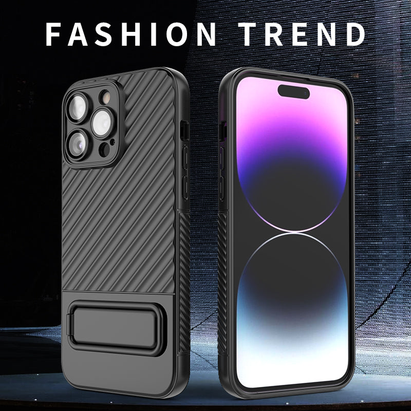 For iPhone 14 Pro Max Soft TPU Kickstand Phone Case Shockproof Cover with Built-in Camera Lens Protector