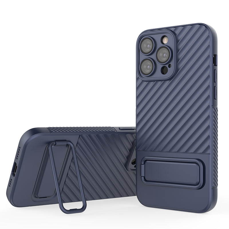 For iPhone 14 Pro Max Soft TPU Kickstand Phone Case Shockproof Cover with Built-in Camera Lens Protector