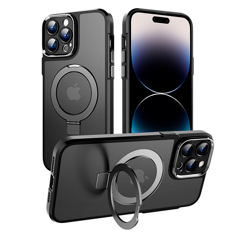 Magnetic Phone Case for iPhone 14 Pro Ring Kickstand Matte Phone Cover