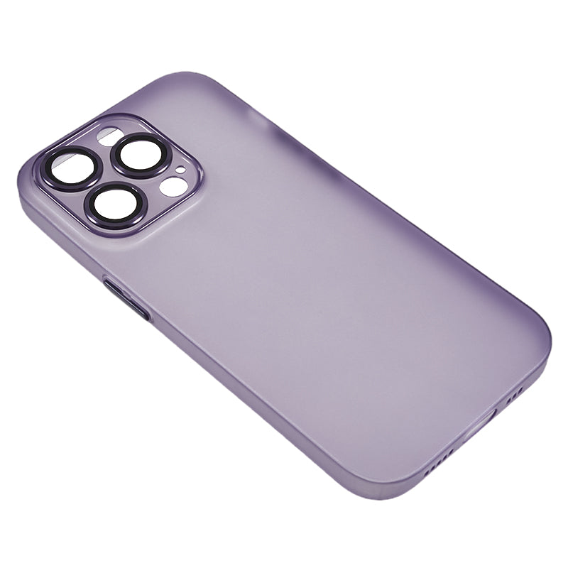 For iPhone 14 Pro Anti-drop Phone Case Matte TPU Protective Cover with Metal Camera Lens Ring