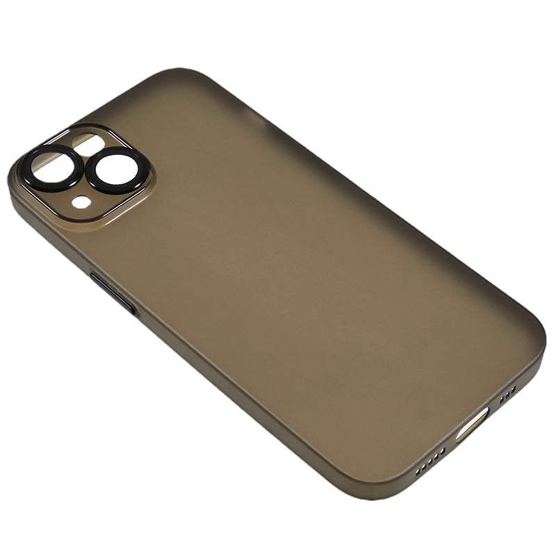 For iPhone 14 Anti-drop Phone Case Matte TPU Anti-fingerprint Cover with Metal Lens Ring