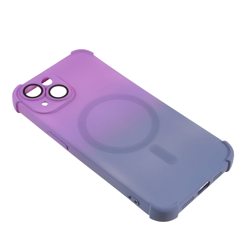 Magnetic Case for iPhone 14 Plus Gradient Dual Color Phone TPU Cover with Glass Lens Protector