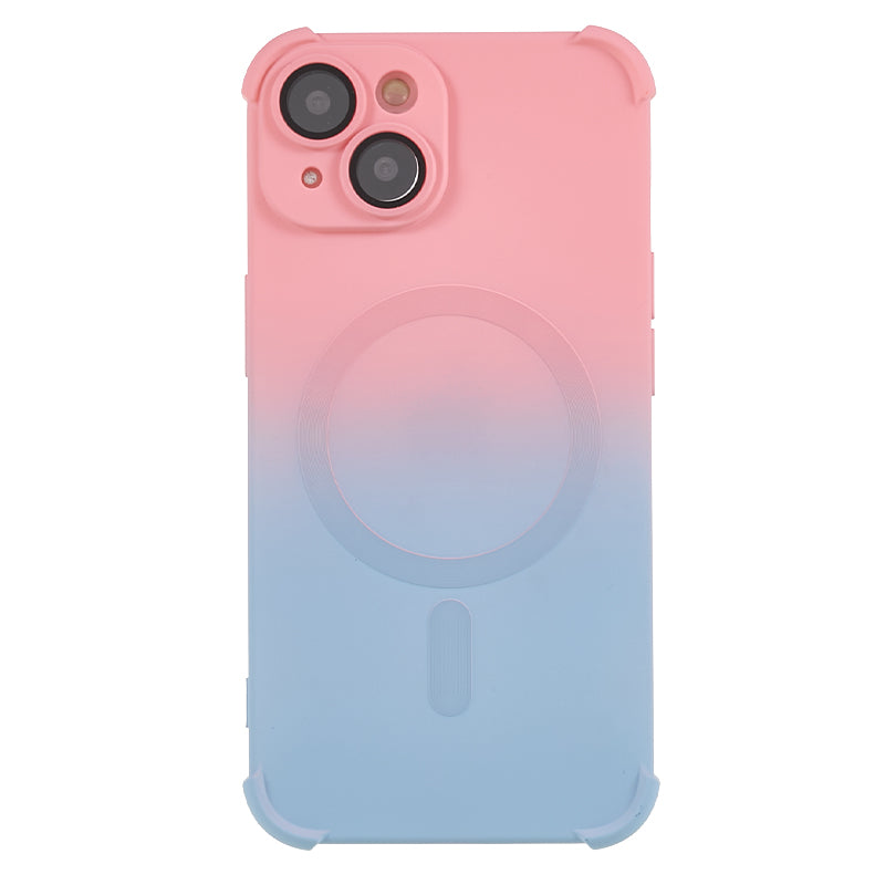 Magnetic TPU Case for iPhone 13 Glass Lens Protector Gradient Dual Color Phone Cover