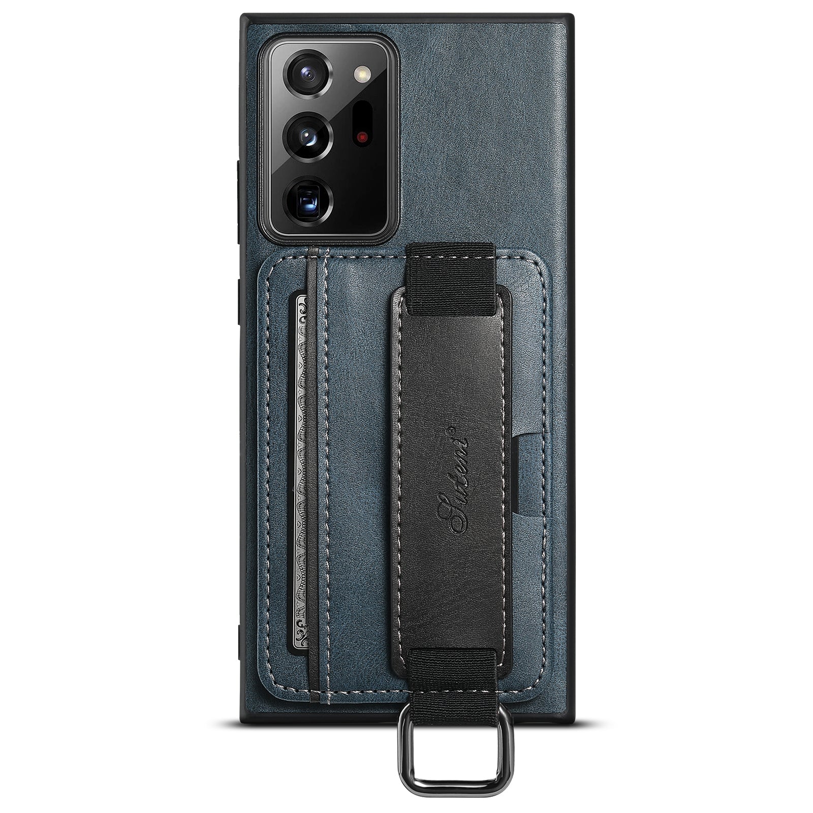 SUTENI H13 For Samsung Galaxy Note20 Ultra / Note20 Ultra 5G Card Holder Case Leather Coated PC TPU Phone Cover with Kickstand and Hand Strap