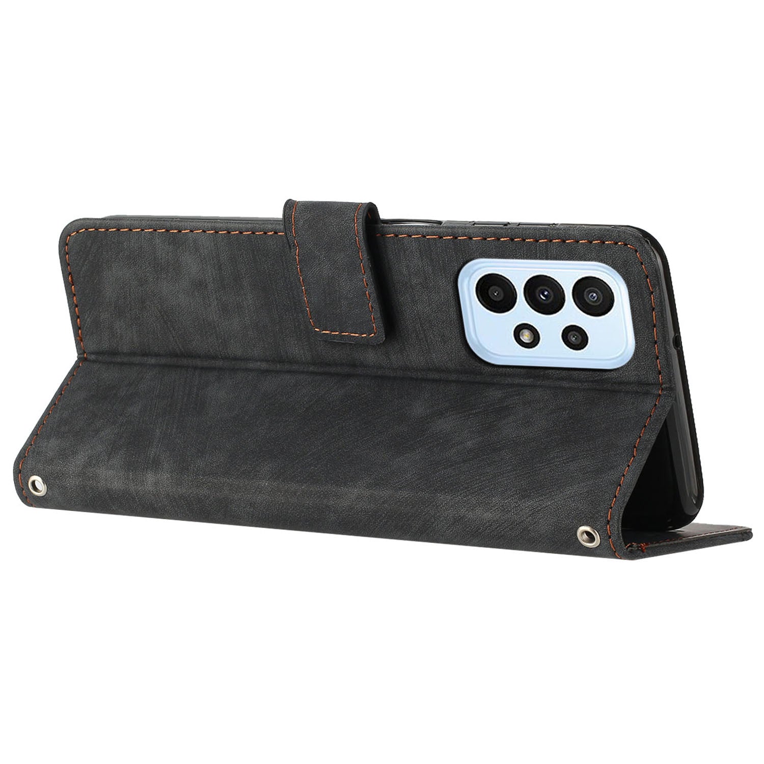For Samsung Galaxy A53 5G Phone Case Wallet PU Leather Stand Lines Imprinted Skin-touch Cover