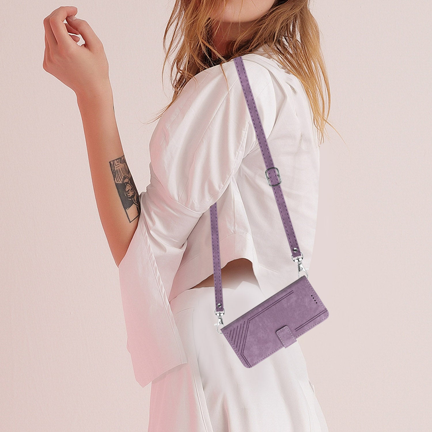 PU Leather Phone Case for Samsung Galaxy A23 4G / A23 5G (Global Version) / M23 5G / F23 5G / M13 4G Lines Imprinted Stand Flip Wallet Cover