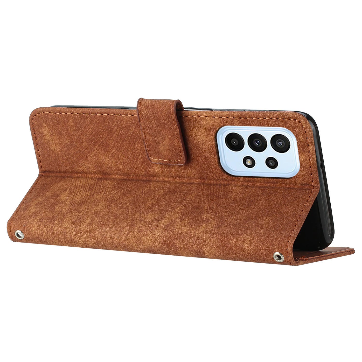 PU Leather Phone Case for Samsung Galaxy A23 4G / A23 5G (Global Version) / M23 5G / F23 5G / M13 4G Lines Imprinted Stand Flip Wallet Cover