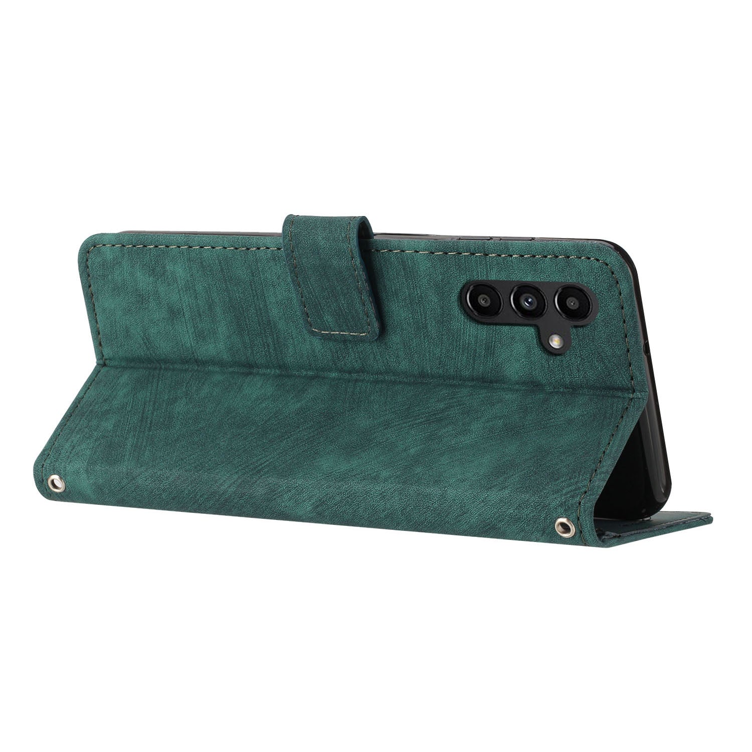Til Samsung Galaxy A24 4G PU Læder Skin-Touch Telefon Case Lines Præget tegnebogscover Stander