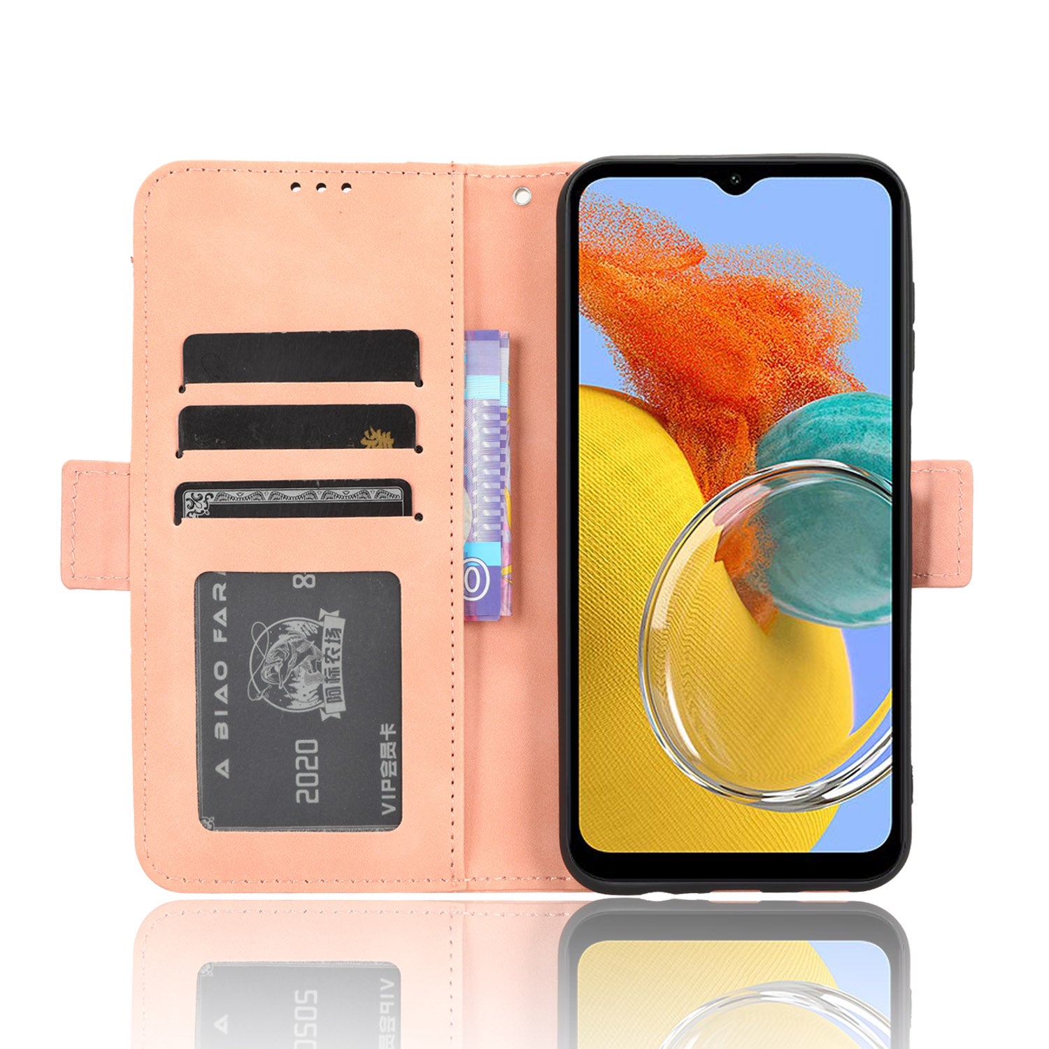 Wallet PU Leather Case for Samsung Galaxy M14 5G Multiple Card Slots Phone Stand Cover