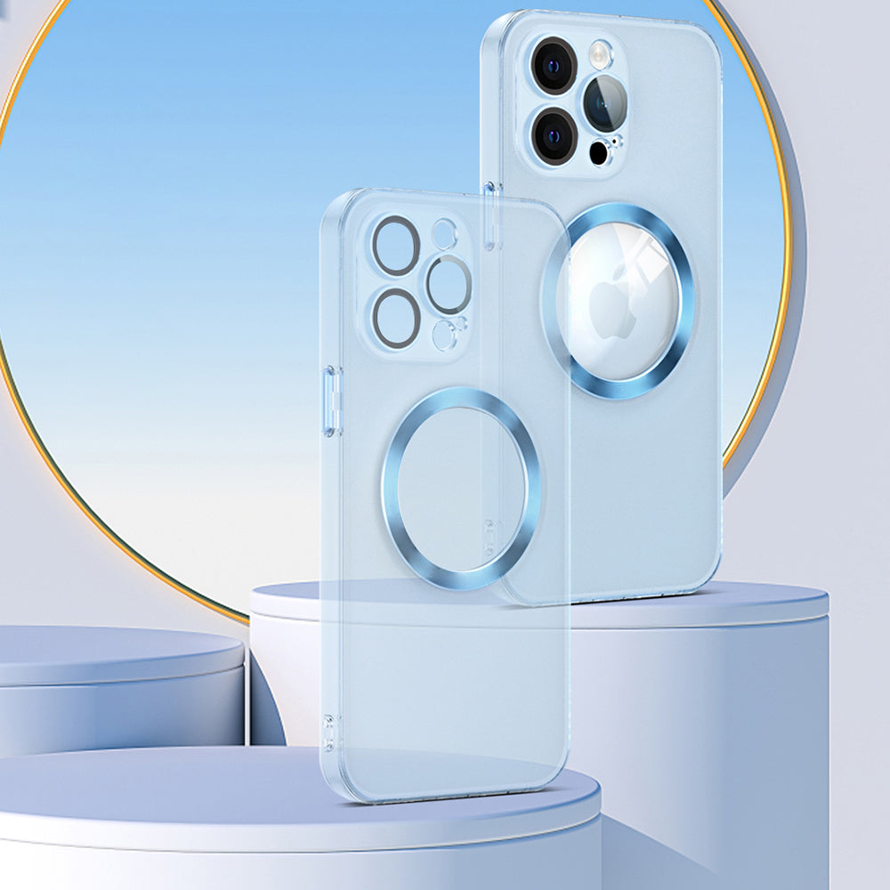 Magnetisk telefoncover til iPhone 12 Pro Max 6,7 tommer PU-læderbelagt TPU-beskyttelsescover med glaslinsefilm