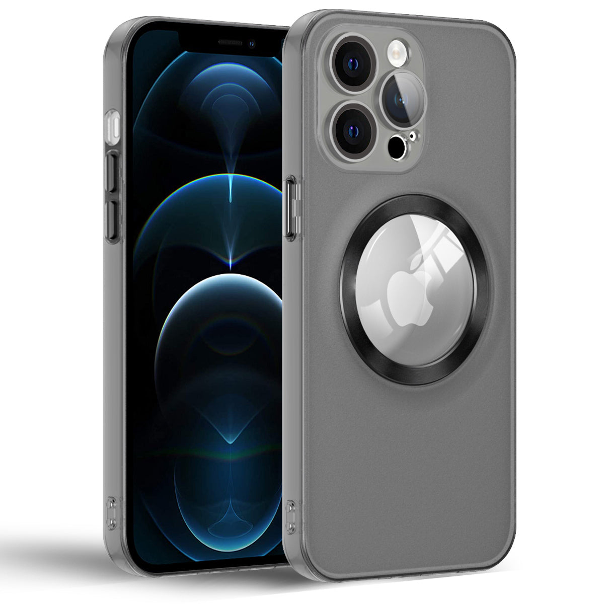 Magnetisk telefoncover til iPhone 12 Pro Max 6,7 tommer PU-læderbelagt TPU-beskyttelsescover med glaslinsefilm