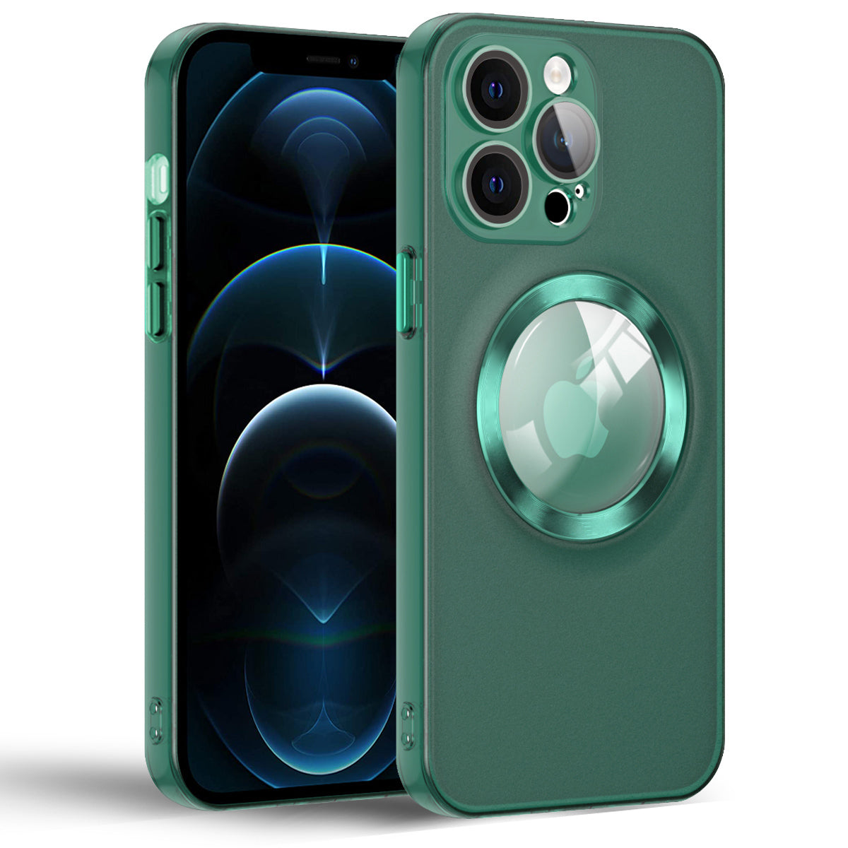 Magnetisk telefoncover til iPhone 12 Pro Max 6,7 tommer PU-læderbelagt TPU-beskyttelsescover med glaslinsefilm